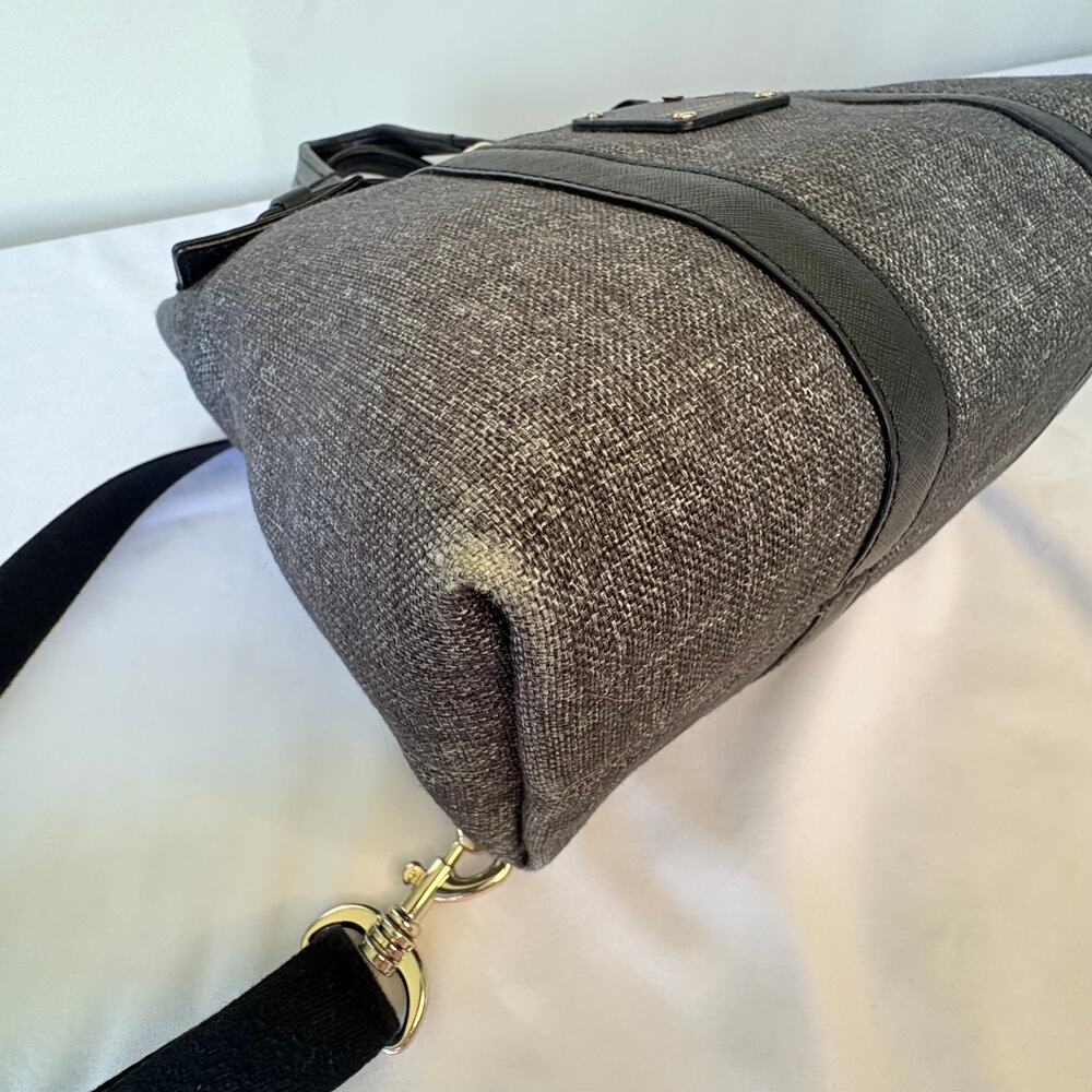 Henry Bendel Jetsetter Convertible Backpack Gray Canvas & Black Leather Trim - Picture 9 of 16